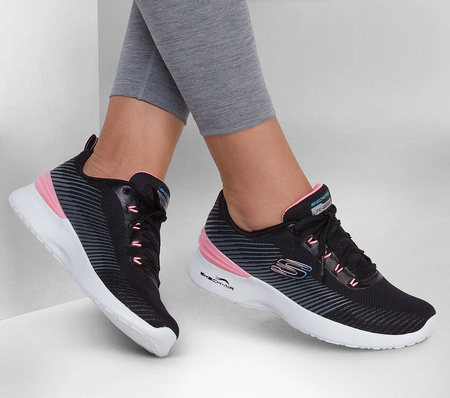 Wyprzedaż - Sneakersy damskie Skechers Skech-Air Dynamight Luminosity buty sportowe wegańskie czarne (149669-BKPK)