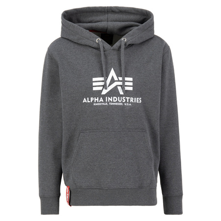 Bluza sportowa męska Alpha Industries Basic Hoody kangurka logo odblaskowe szara (178312-597)