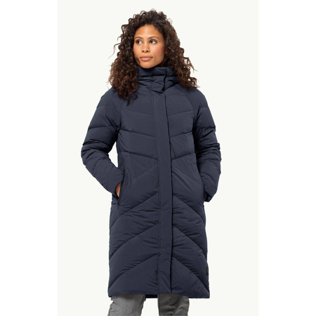 Wyprzedaż - Kurtka zimowa damska Jack Wolfskin MARIENPLATZ COAT W night blue Down Insulated granatowa  (1206971_1010)