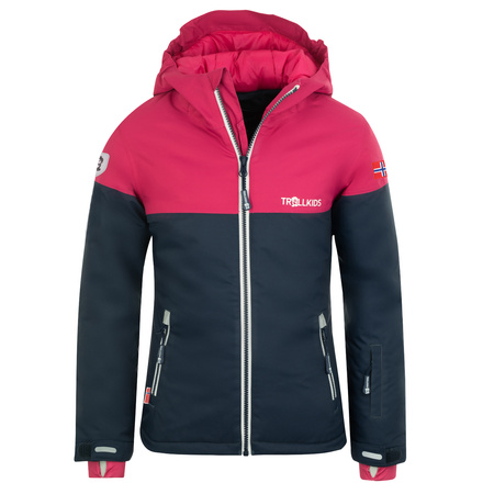 Kurtka z kapturem dziewczęca Trollkids Girls Hallingdal Jacket z kapturem granatowa/różowa (223-114)