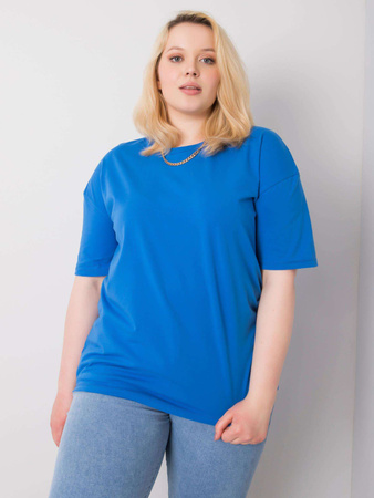 Ciemnoniebieski t-shirt plus size z bawełny (RV-TS-6318.00X)