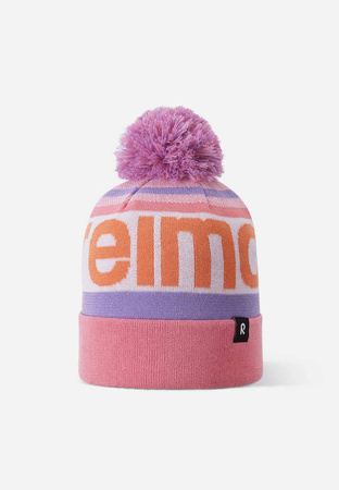 Czapka sportowa dziecięca Reima Beanie Taasko Sunset Pink  Junior na zimę z pomponem różowa (5300058A-4371)