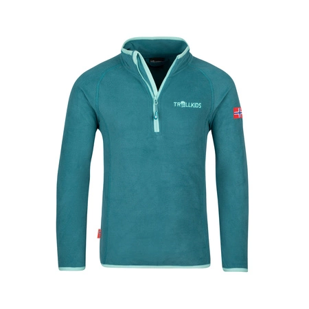 Bluza polarowa dla dziewczynki/chłopca z zamkiem Trollkids Kids Nordland Half Zip zielona (707-332)