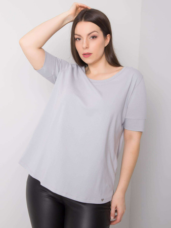 Jasnoszary bawełniany t-shirt damski plus size (RV-TS-6330.92P)