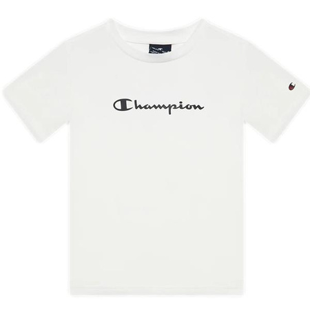 Chłopięcy T-shirt Champion Legacy z okrągłym dekoltem w kolorze białym (305908WW001)