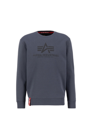 Bluza męska Alpha Industries Basic Sweater black nierozpinana nadruk logo szara (178302-412)