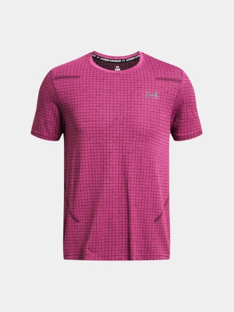 Koszulka męska Under Armour Seamless Grid różowa oddychająca (1376921-686)