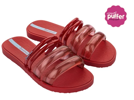 Wyprzedaż - Klapki damskie Ipanema Puffer Slide na lato plażę czerwone (26727-AQ183)