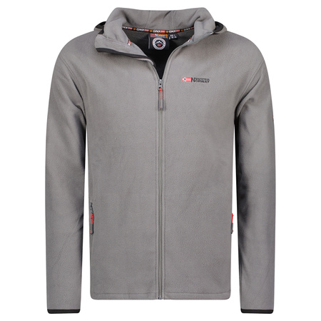 Bluza polarowa męska Geographical Norway UNICIA  MEN 224 z kapturem na zamek błyskawiczny szara (WX3713H/GN)