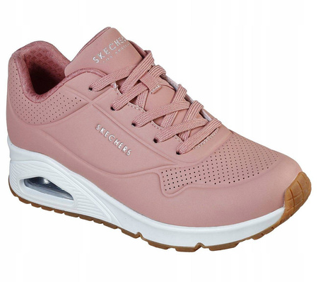 Wyprzedaż - Sneakersy damskie różowe Skechers Uno Stand On Air lifestylowe sportowe różowe (73690-ROS)