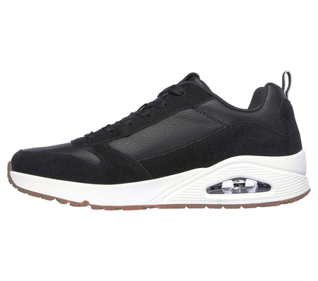 Sneakersy męskie czarne Skechers Uno Stacre buty sportowe treningowe skórzane (52468-BKW)
