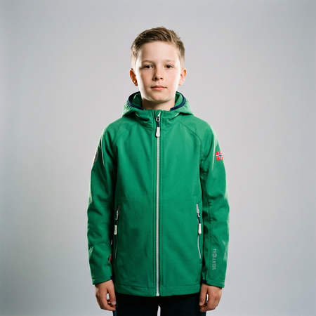 Kurtka softshellowa z kapturem dla dziewczynki/chłopca Trollkids Kids Kvalvika Jacket zielona (328-329)