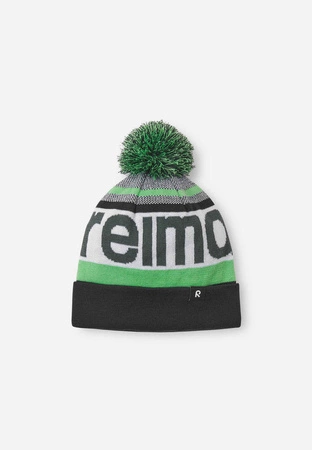 Czapka sportowa dziecięca Reima Beanie. Taasko Black  Age 3 Junior Unisex na zimę z pomponem zielona (5300058A-9991)