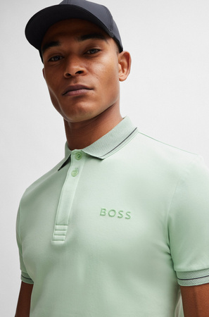 Koszulka Polo męska BOSS Paule 1 Open Green slim fit zielona (50512892-388)