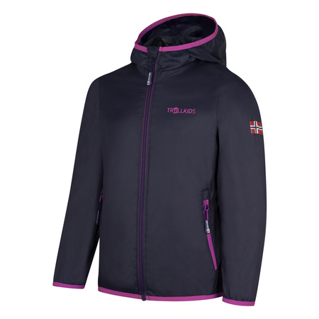 Kurtka przeciwdeszczowa dziecięca dla chłopca/dziewczynki Trollkids Kids Trolltunga Jacket navy/mallow pink (614-186)