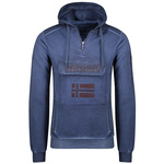 Bluza 3/4 zip męska Geographical Norway GYMCLASS EO TIEDYE BADGE MEN 100 z kapturem granatowa (WU8270H-GNO-NAVY)