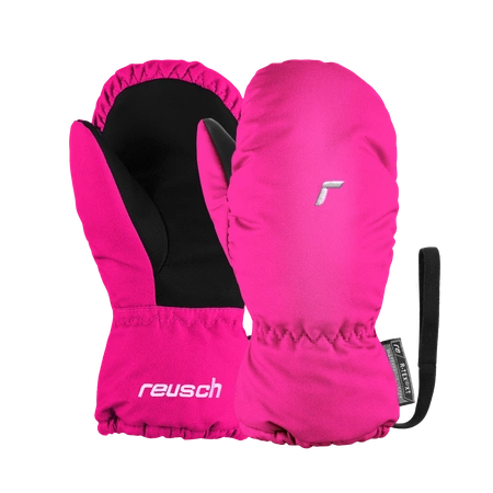 Wyprzedaż - Rękawice narciarskie dziecięce Reusch Olly R-TEX® XT Mitten jednopalczaste na rzepy wodoodporne ocieplane różowe (61/85/588/3350)