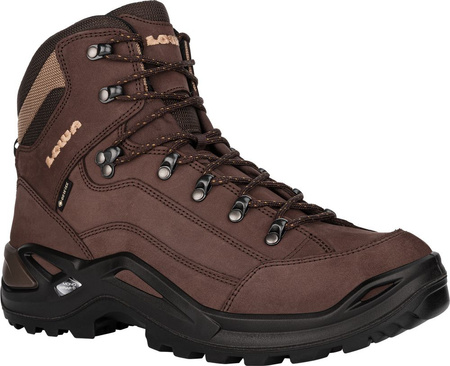 Buty trekkingowe męskie czarne Lowa Renegade GTX MID Espresso za kostkę skórzane nieprzemakalne czarne (311945-0442)