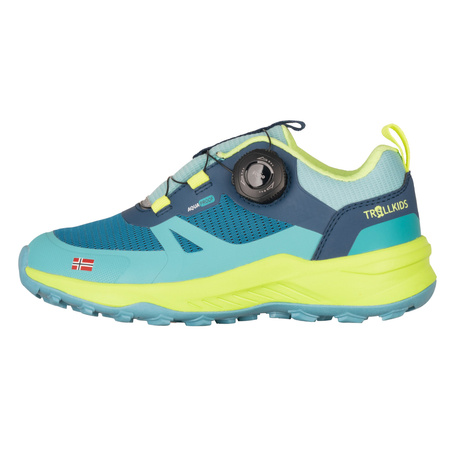 Buty Trollkids Trollfjord Hiker Low XT Waterproof niebieski portowy/wiosenny liść/mgła akwamarynowa