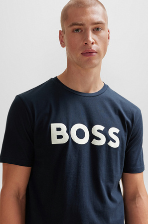 T-shirt męski BOSS Thinking 1 BLU koszulka na lato regular fit granatowa (50481923-405)