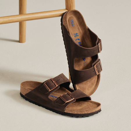 Klapki damskie Birkenstock Arizona Soft Footbed Oiled Leather Habana narrow wąskie (0452763)