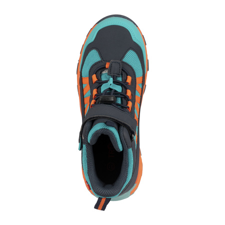 Wodoodporne buty turystyczne dziecięce dla chłopca/dziewczynki Trollkids Kids Tronfjell Hiker Mid atlantic blue/dark navy/glow orange (476-197)