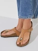 Japonki damskie Birkenstock Gizeh Vegan BS Birko-Flor Nubuck brown brązowe regular szerokie (1025062)