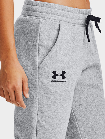 Spodnie sportowe damskie Under Armour UA Rival Fleece joggery dresowe szare (1356416-035)