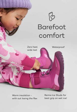 Buty zimowe Reima ReimaTec barefoot dla dzieci Talvella Kids (5400150A-5390)