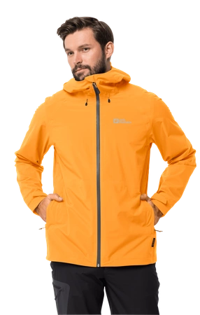 Wyprzedaż - Kurtka przeciwdeszczowa męska Jack Wolfskin HIGHEST PEAK JACKET M orange pop (1115131_3087)