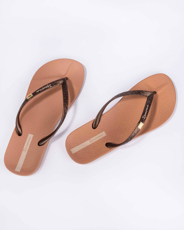 Wyprzedaż - Klapki na lato damskie Ipanema Anat Brasili plażowe brązowe (82932-AJ156)
