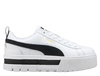 Wyprzedaż - Sneakersy damskie Puma Mayze Lth skórzane sportowe białe z wysoką platformą (381983-01)