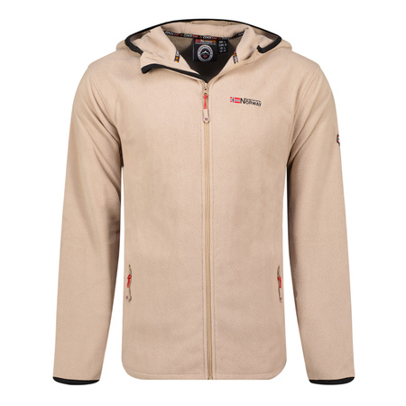 Wyprzedaż - Polar męski Geographical Norway UNICIA  MEN 224 bluza z kapturem rozpinana ciepła beżowa (WX3713H/GN)
