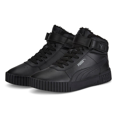 Wyprzedaż - Buty zimowe damskie Puma Carina 2.0 Mid Winter sportowe ocieplane z futerkiem czarne (385852-01)