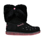 Buty zimowe dziewczęce Skechers Glitzy Glam Cozy Cuddlers wysokie ocieplane buty z ekozamszu podświetlana podeszwa czarne (314851L-BLK)