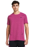 Koszulka męska Under Armour Seamless Grid różowa oddychająca (1376921-686)