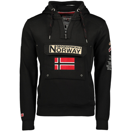 Bluza sportowa męska Geographical Norway GYMCLASS BLACK DB MEN 100 z kapturem czarna (WU4185H-GN-BLACK)