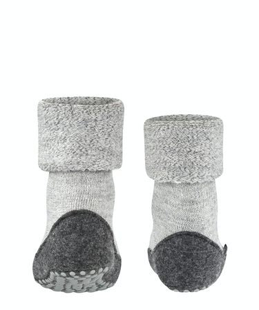Wyprzedaż - Kapcie dziecięce z wełną merino FALKE Cosyshoe Teens SO CP light grey antypoślizgowe (10560-3400)