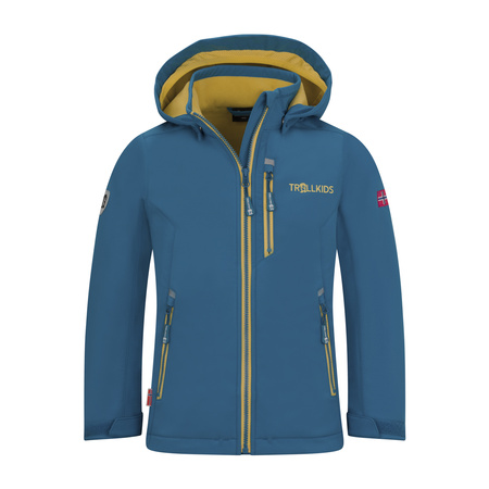 Kurtka softshell dziecięca dla chłopca/dziewczynki Trollkids Kids Balestrand Jacket atlantic blue/ginger (618-197)