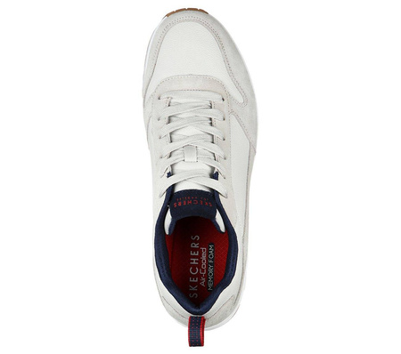 Sneakersy męskie białe Skechers Uno Stacre buty sportowe (52468-OFWT)