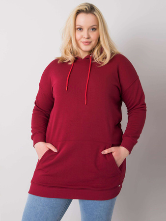 Bordowa bawełniana bluza plus size z kapturem (RV-BL-6338.19X)