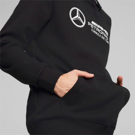 Bluza polarowa z kapturem męska Mercedes AMG MAPF1 ESS Fleece Hoodie czarna (537313-01)