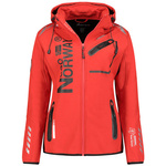 Kurtka damska Softshell z kapturem Geographical Norway Reine Red/Black LADY 007 czerwona (WU8187F/GNO-RED-BLACK)