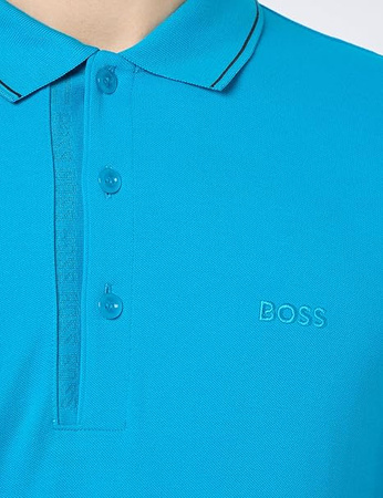 Koszulka Polo męska BOSS Paule 4 Turquoise/Aqua bawełniana slim fit turkusowa (50506195-442)