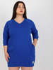 Kobaltowa mini sukienka plus size z rękawem 3/4  (RV-SK-6847.59P)