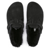 Chodaki damskie ocieplane z wełną owczą Birkenstock Boston Shearling Black skóra zamszowa regular szerokie (0259881)