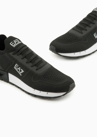 Wyprzedaż - Buty sportowe męskie EA7 Emporio Armani Legacy Knit sneakersy lifestylowe czarne (X8X171-XK373-N181)