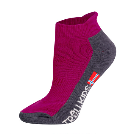 Skarpetki turystyczne dziecięce dla chłopca/dziewczynki Trollkids Kids Hiking Low Cut Socks II berry (929-206)