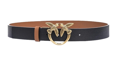 Skórzany pasek z klamrą Pinko LOVE BERRY H3 BELT 100125-A1K3 czarny (3 cm)