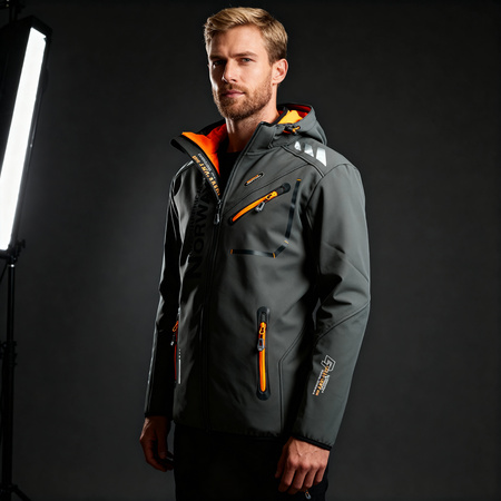 Geographical Norway Softshell ROYAUTE DGREY - ORANGE DB MEN 068 (WY8027H/GN/Dark Grey / Orange)